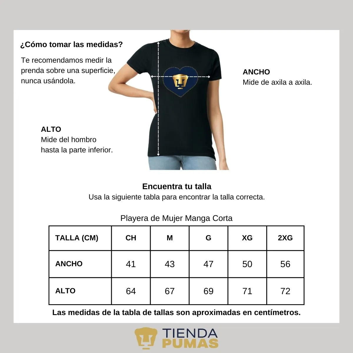 Playera Mujer Pumas UNAM Corazón bordado 2