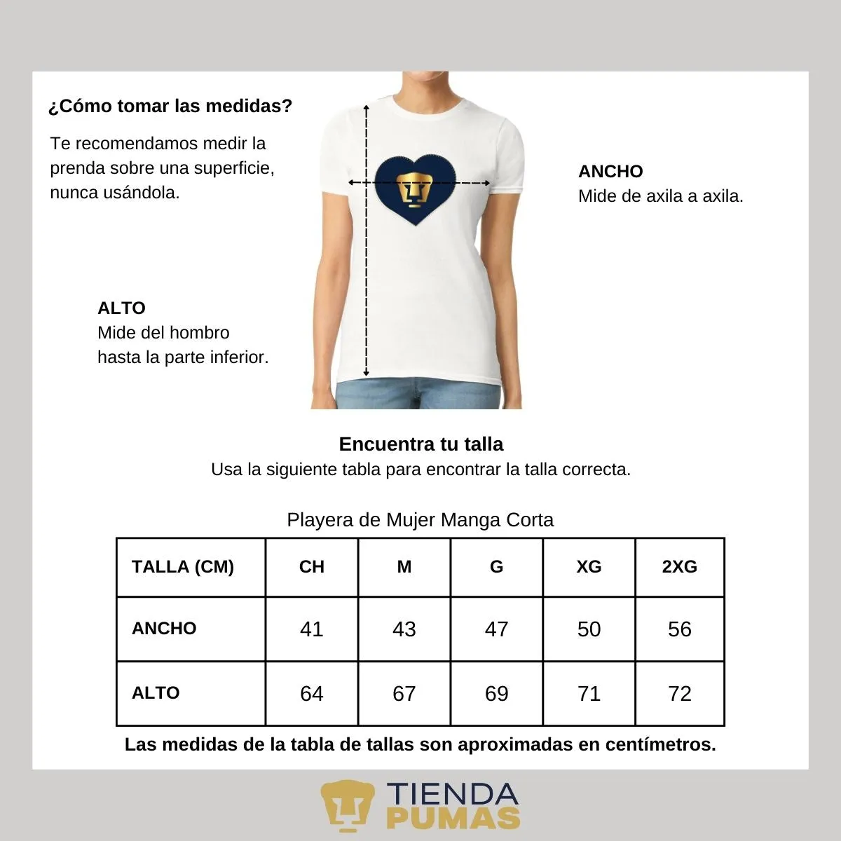 Playera Mujer Pumas UNAM Corazón bordado 2