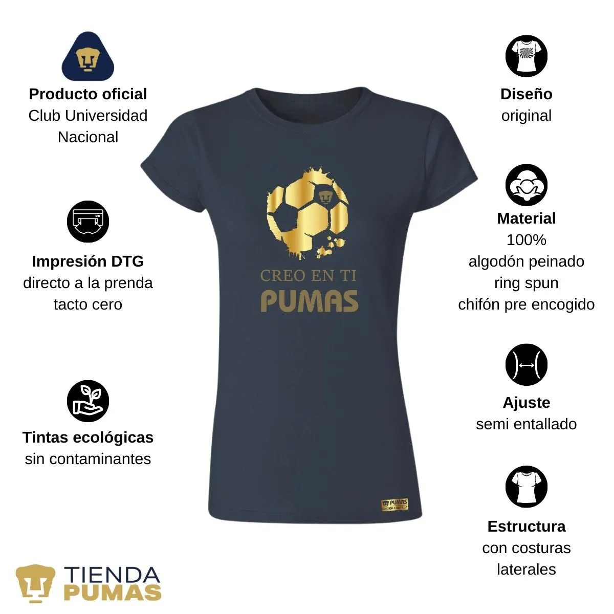 Playera Mujer Pumas UNAM Ed Limitada 2 Creo en ti