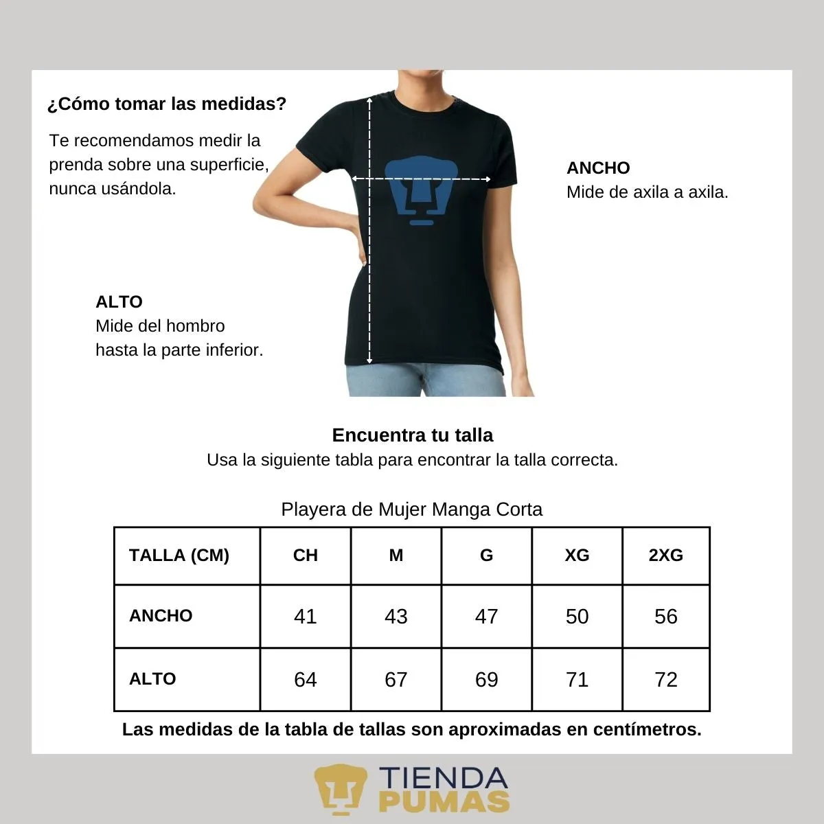 Playera Mujer Pumas UNAM Logo Azul Vinil