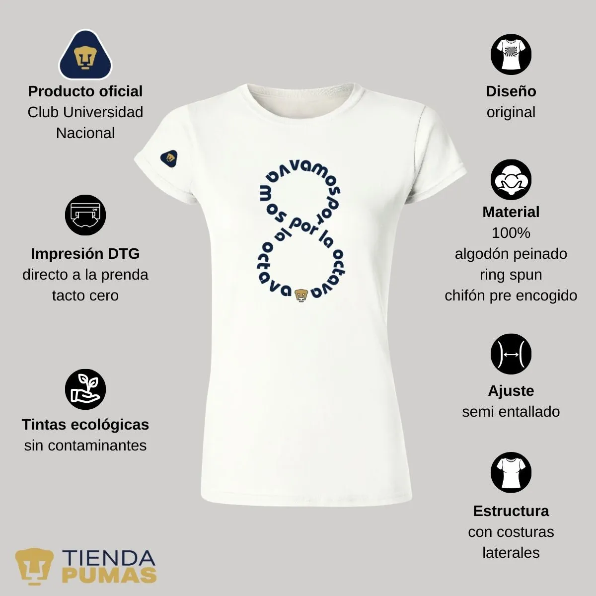 Playera Mujer Pumas UNAM octava