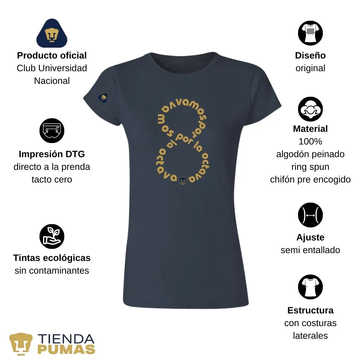 Playera Mujer Pumas UNAM octava