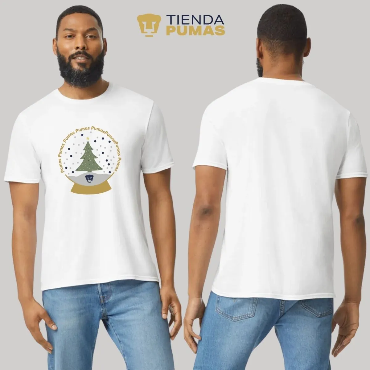 Playera Navidea Hombre Pumas UNAM Nieve