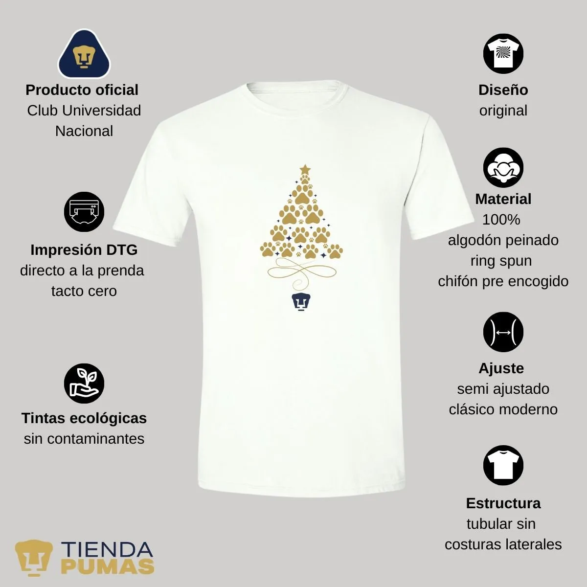 Playera Navidea Hombre Pumas UNAM rbol