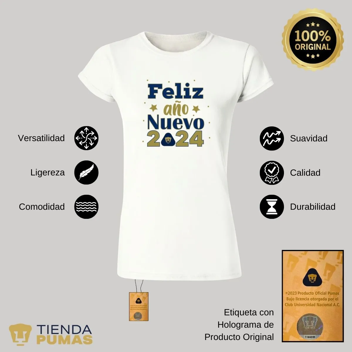 Playera Navidea Mujer Pumas UNAM Feliz Ao Nuevo