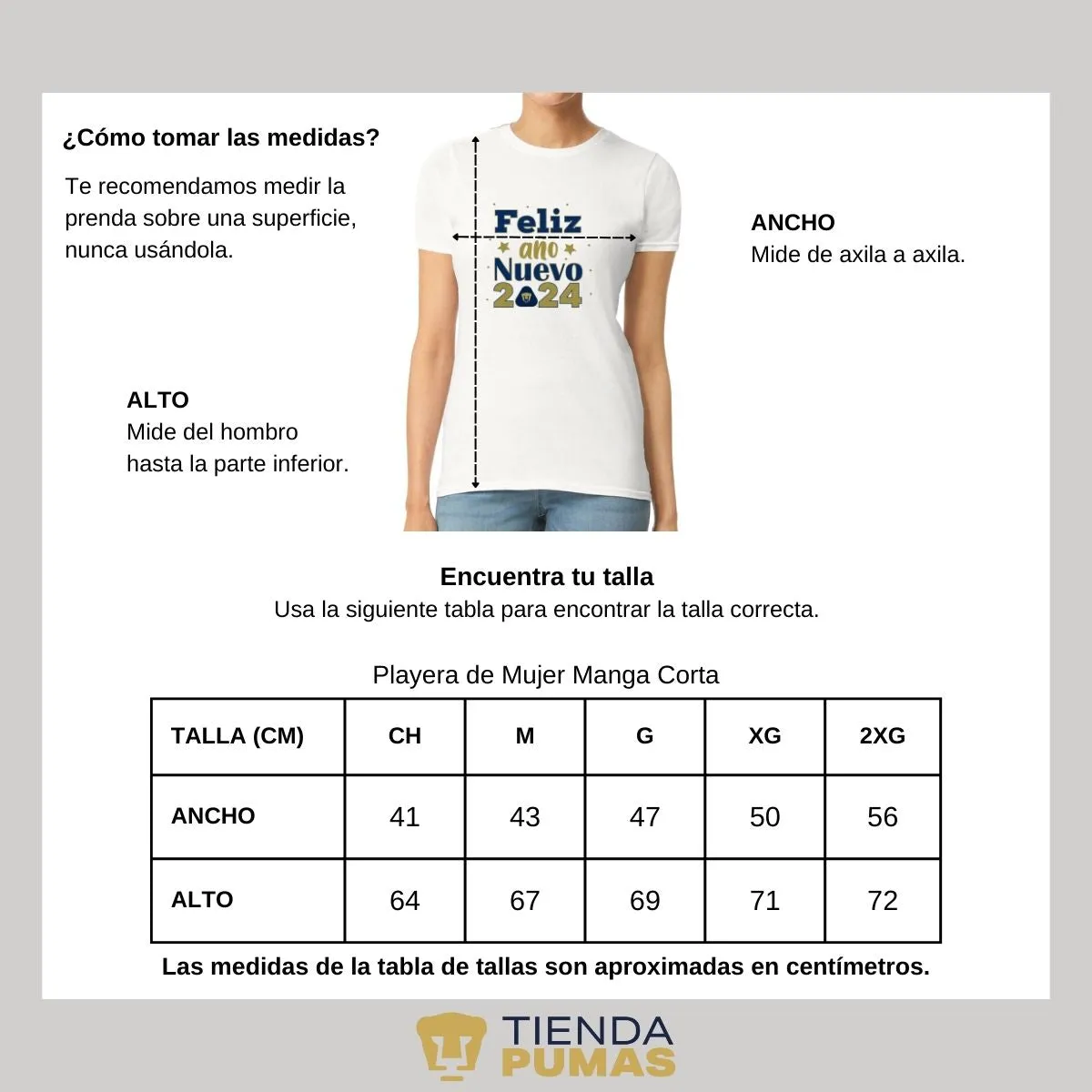 Playera Navidea Mujer Pumas UNAM Feliz Ao Nuevo