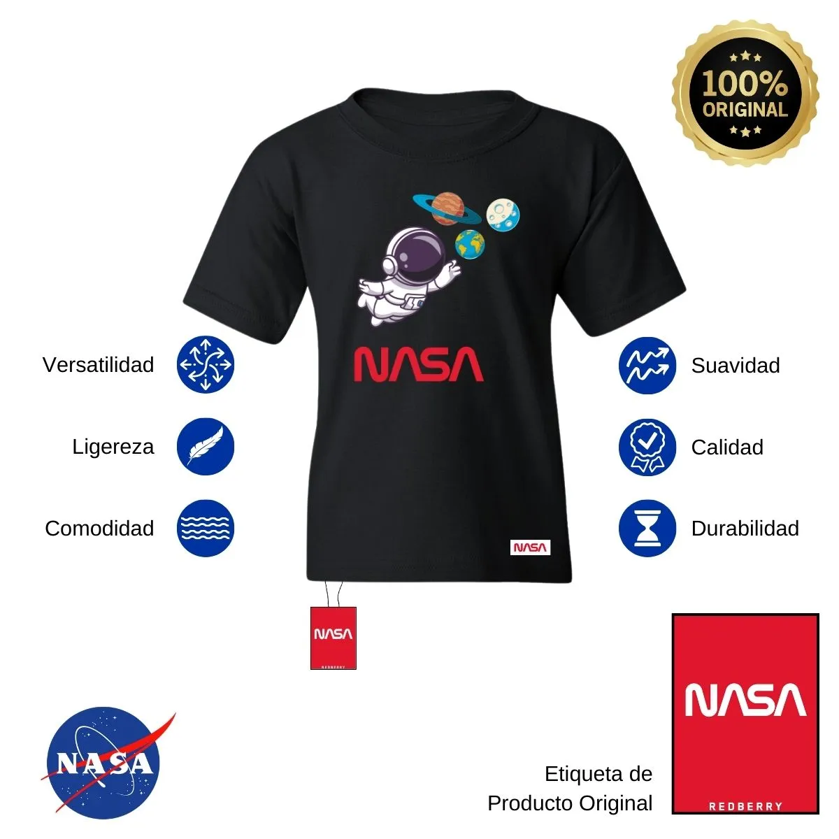 Playera Nios Nasa Nasa Astronauta