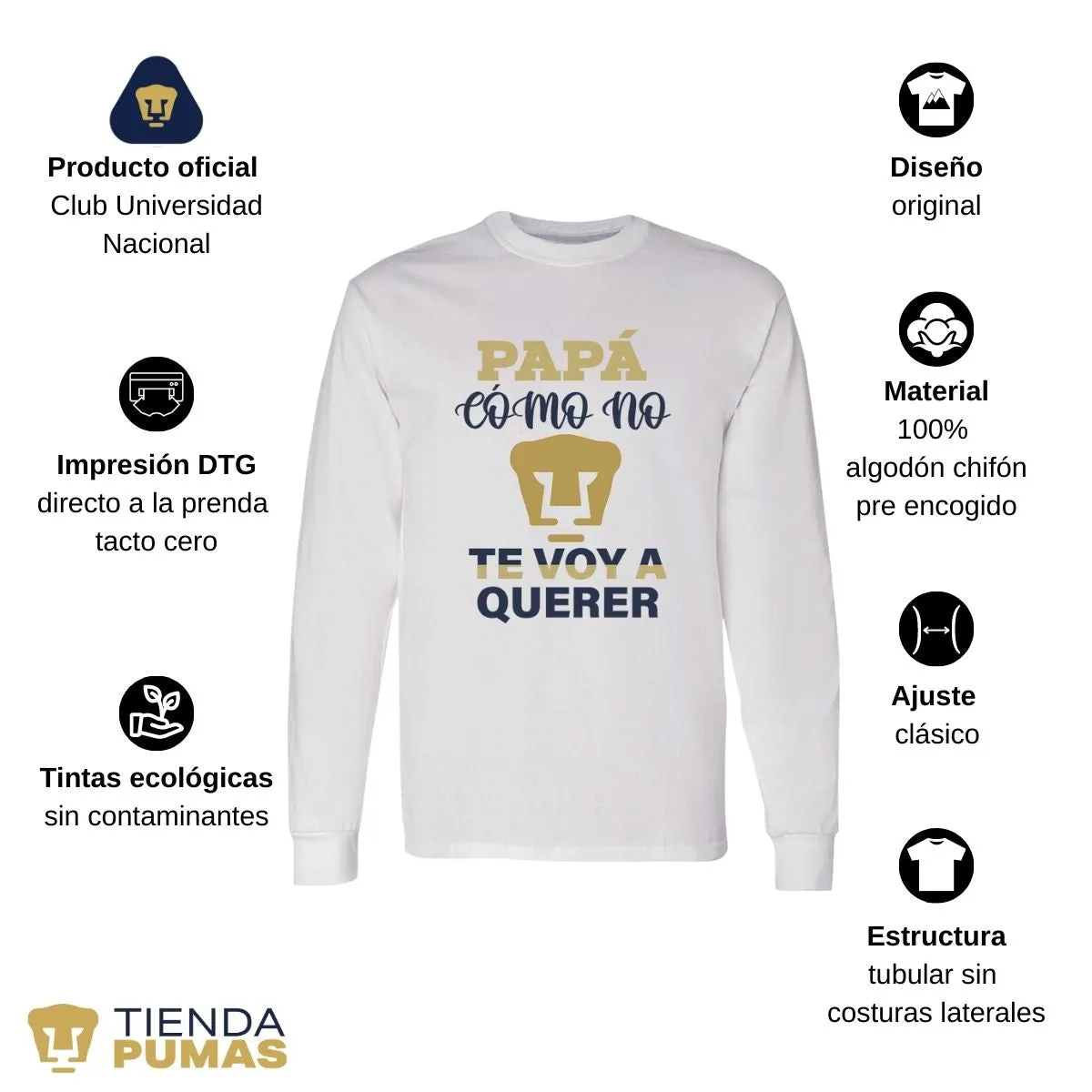 Playera Pumas Hombre Papá Cómo No Te Voy A Querer OD77421