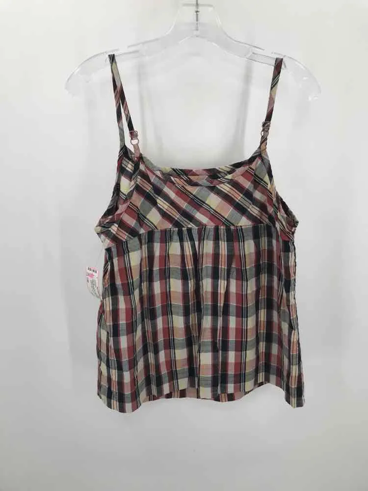 Pre-Owned Lucky Brand Red Size Large Plaid Tank Top