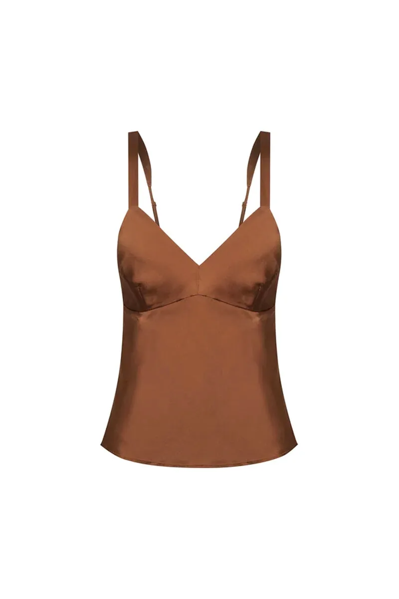 QUINN CLASSIC SILK CAMI-WALNUT