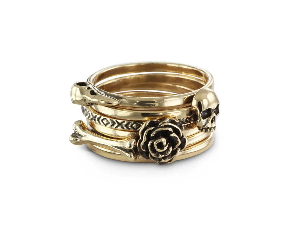 Raven Skull Stacking Ring - Bronze