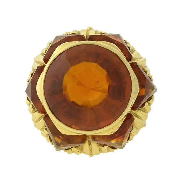 Retro 14kt Madeira Citrine Sunburst Ring