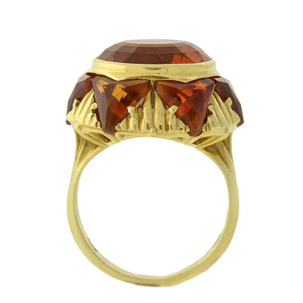 Retro 14kt Madeira Citrine Sunburst Ring