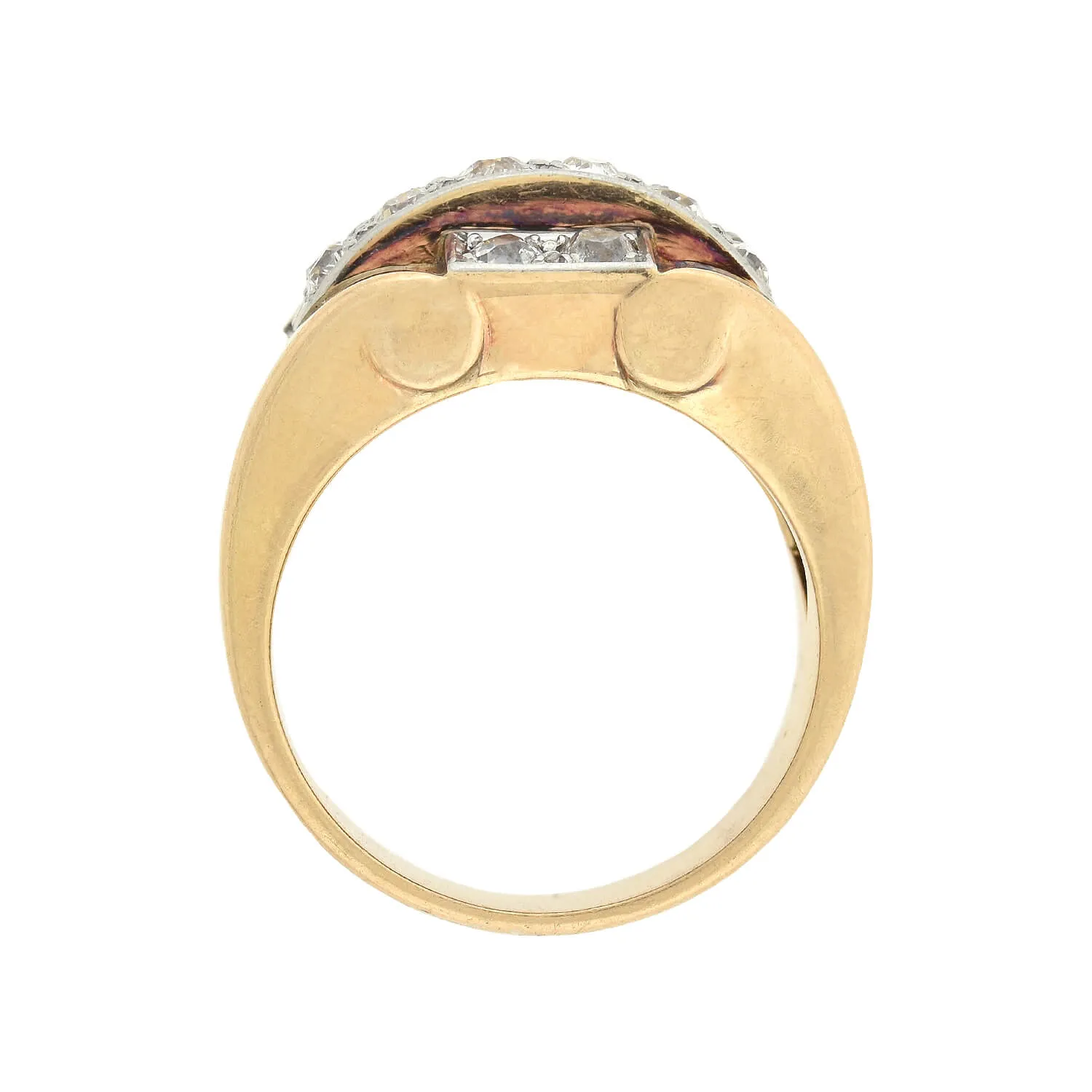 Retro 14kt/Platinum   Diamond Statement Ring