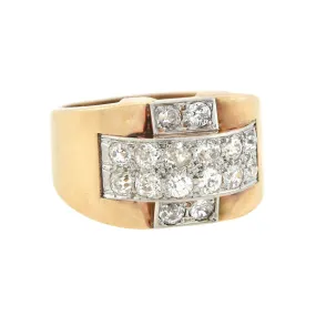 Retro 14kt/Platinum   Diamond Statement Ring