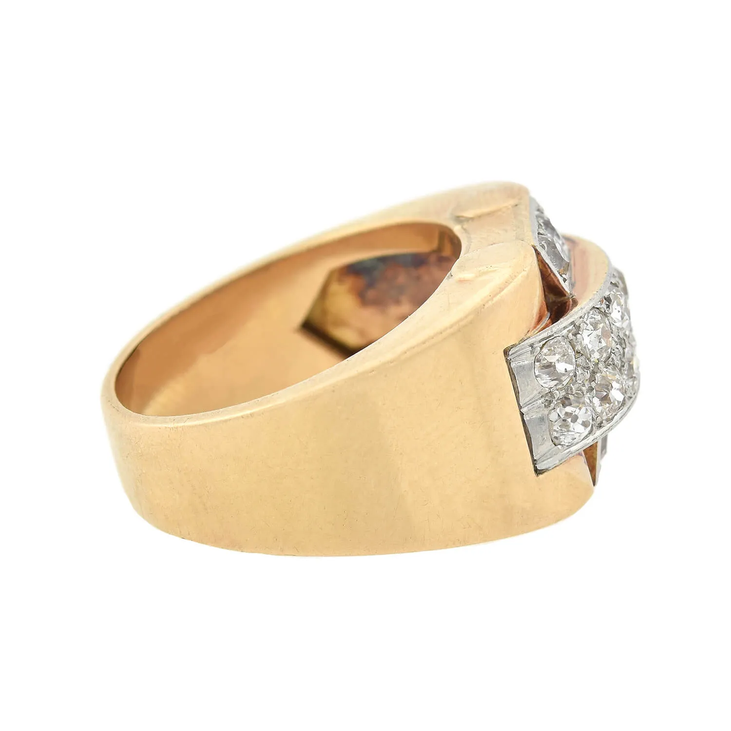 Retro 14kt/Platinum   Diamond Statement Ring