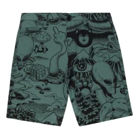 RIPNDIP DARK TWISTED FANTASY TWILL SHORTS-OLIVE/BLACK