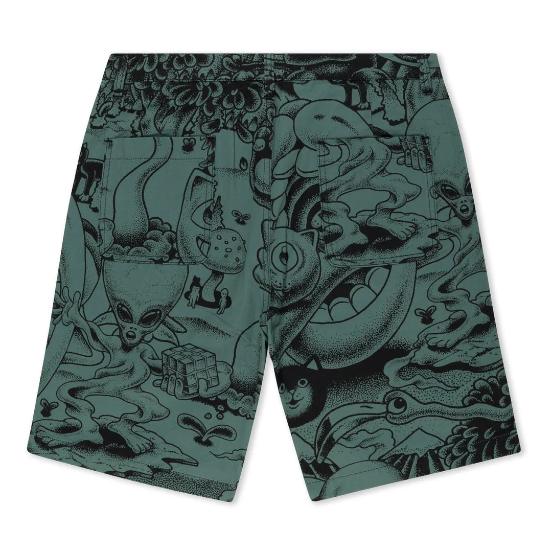 RIPNDIP DARK TWISTED FANTASY TWILL SHORTS-OLIVE/BLACK