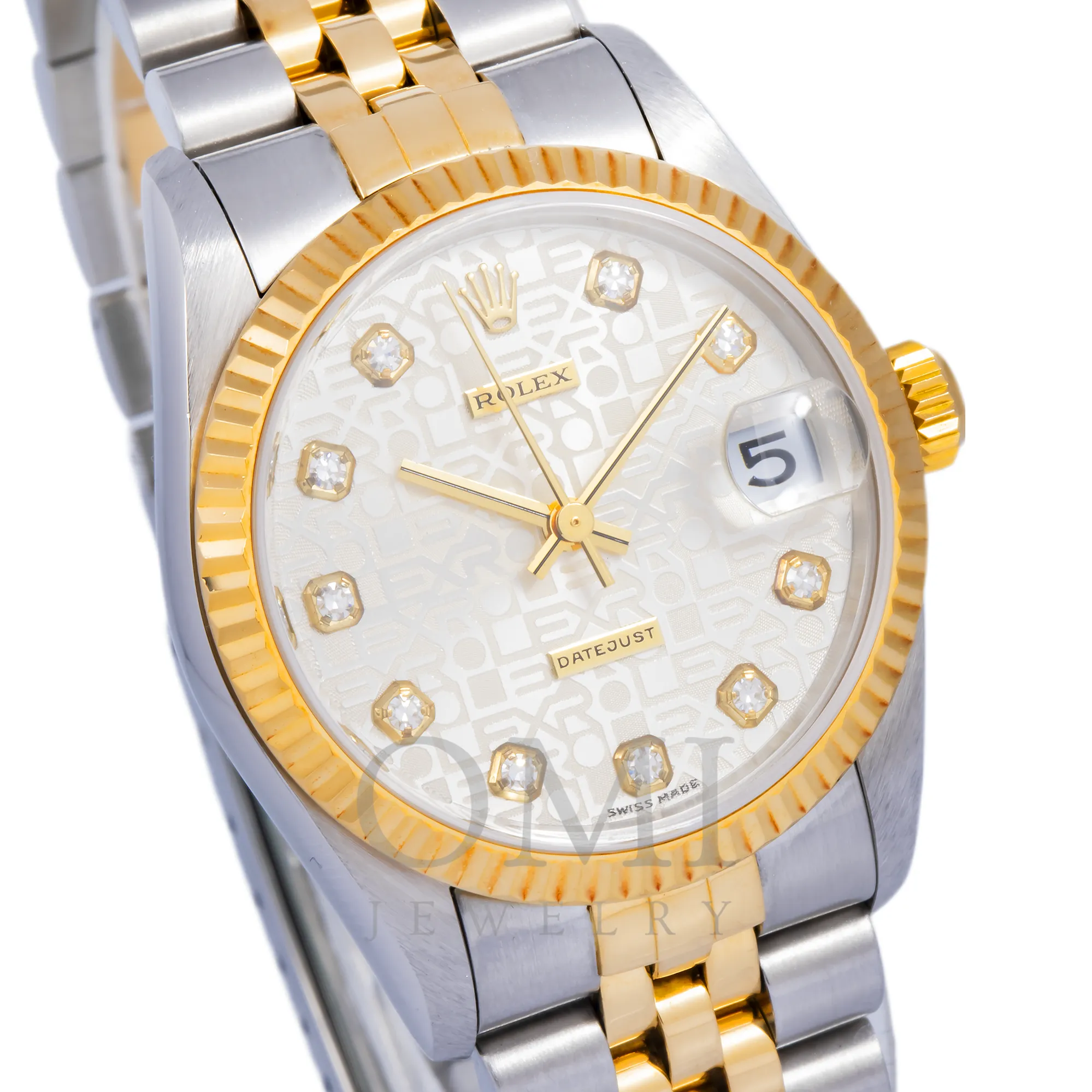 ROLEX LADY-DATEJUST 78273 31MM WHITE DIAMOND DIAL WITH TWO TONE JUBILEE BRACELET.