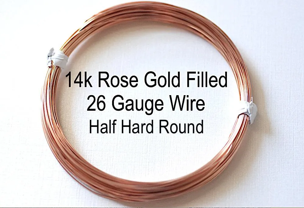 Rose Gold Filled Wire, 26 Gauge 0.4mm, Rose Gold-Filled, Half Hard Jewelry Wire