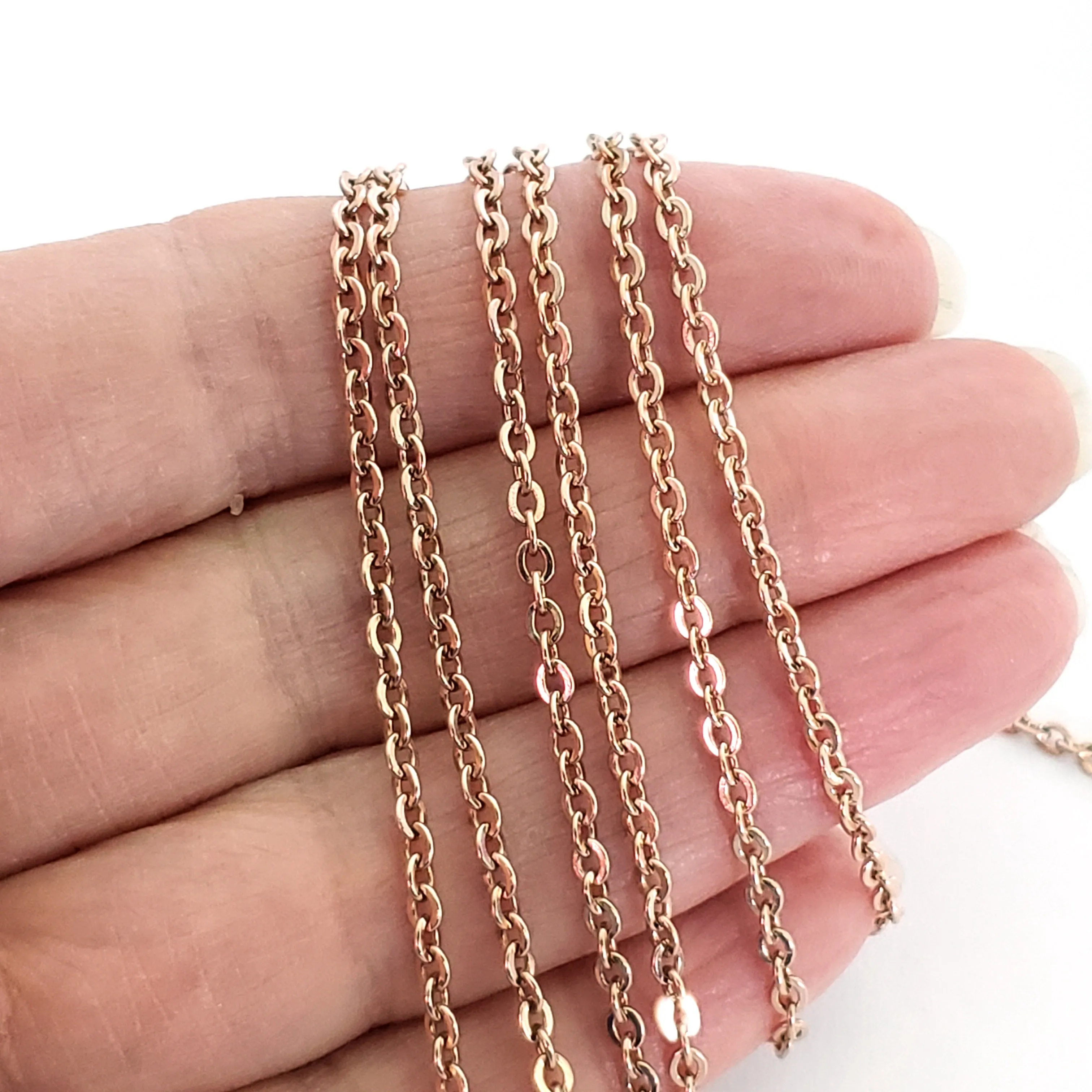 Rose Gold Stainless Chain, 3x2.5mm Flattened Oval Links, Bulk 20 Meters on a Spool, #1904 RG