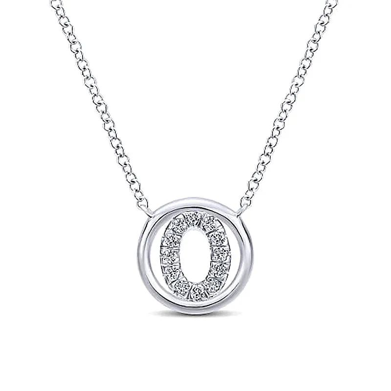 Round Pavé Initial O Pendant Necklace