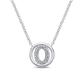 Round Pavé Initial O Pendant Necklace