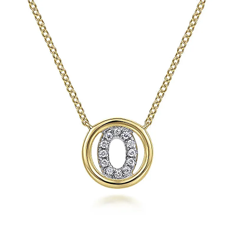 Round Pavé Initial O Pendant Necklace