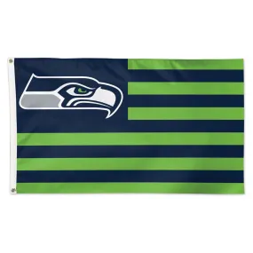 SEATTLE SEAHAWKS / PATRIOTIC AMERICANA FLAG - DELUXE 3' X 5'