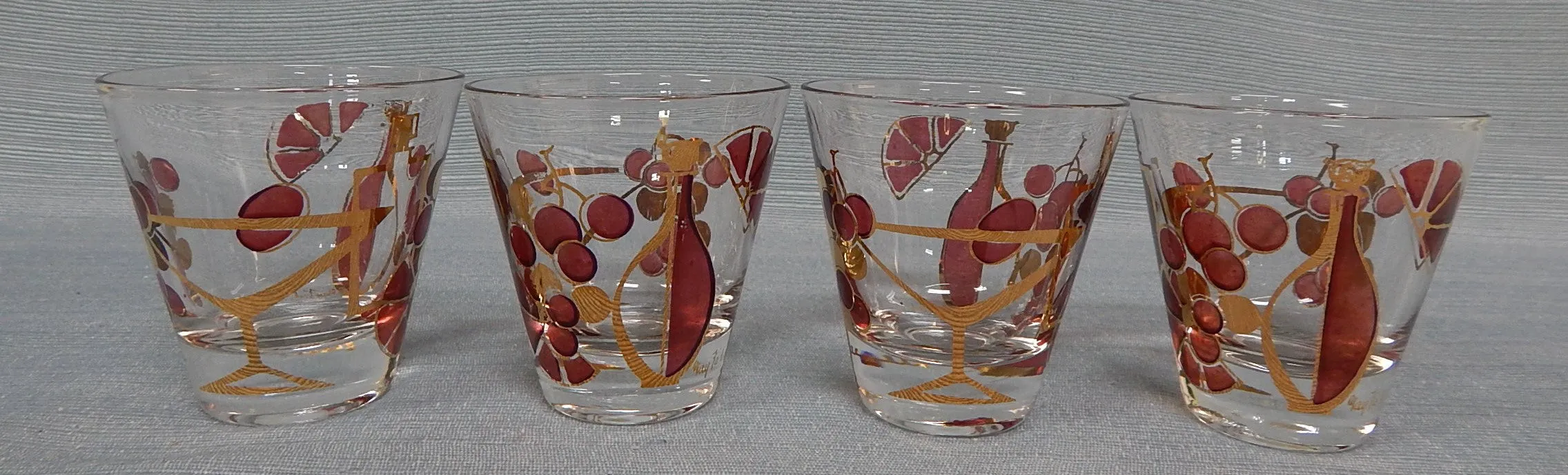 Set of 4 MCM Gay Fad Cordial Glasses - Mint Condition