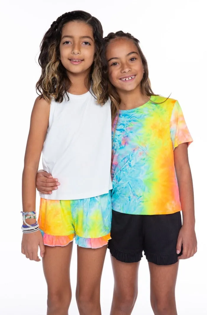 Simply Soft Ruffle Short - Neon Snowcone Tie Dye