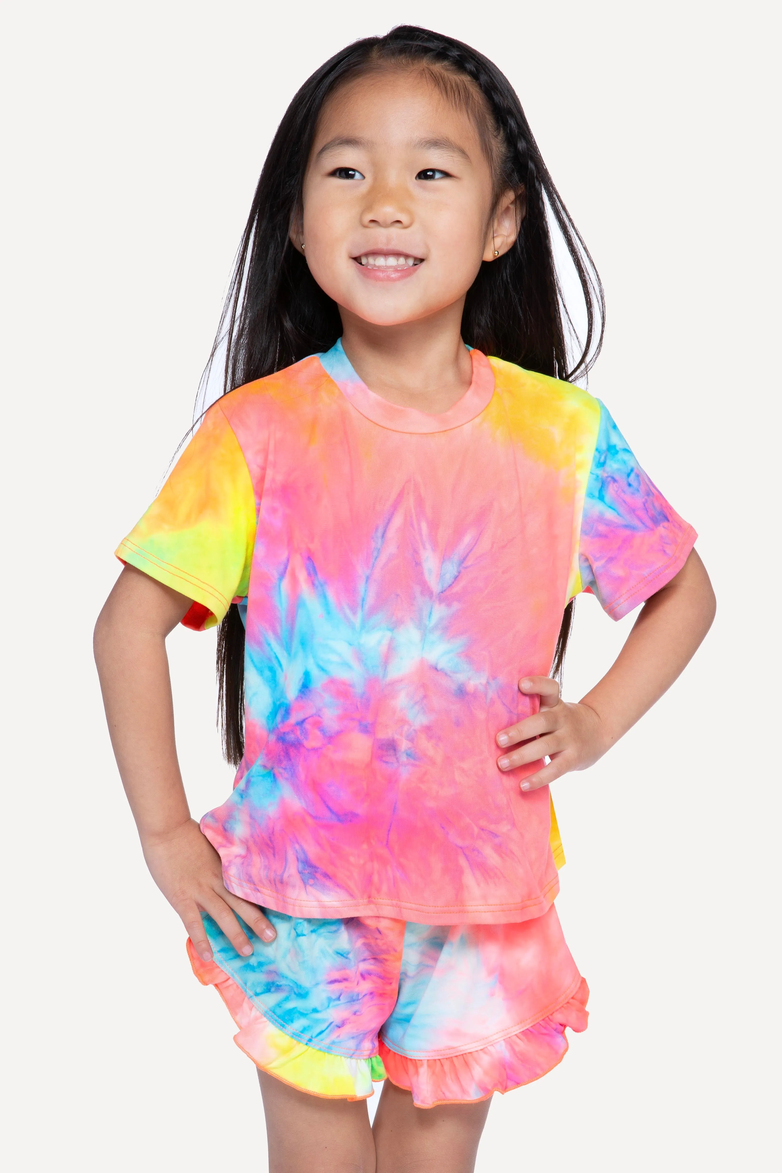 Simply Soft Ruffle Short - Neon Snowcone Tie Dye