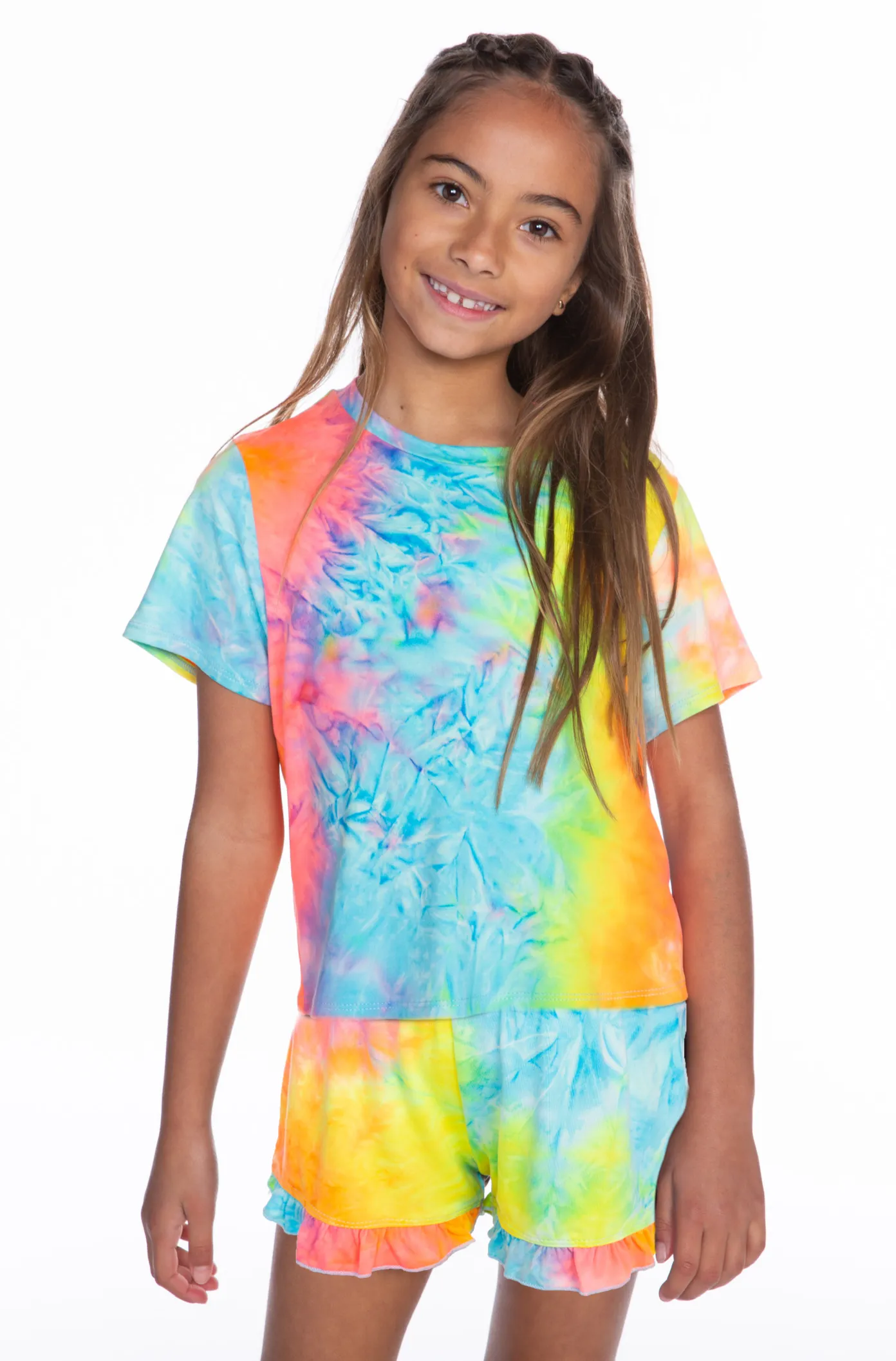 Simply Soft Ruffle Short - Neon Snowcone Tie Dye