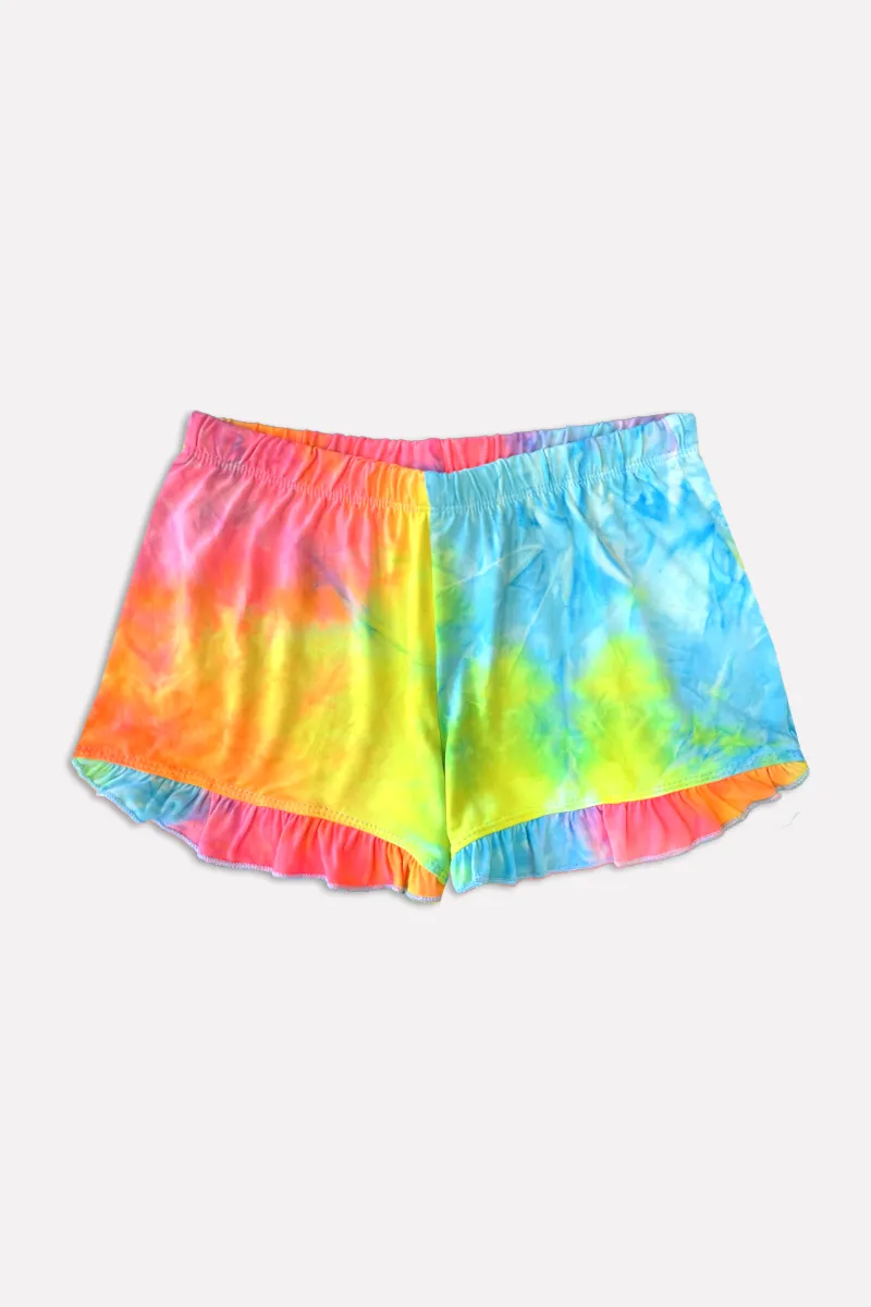 Simply Soft Ruffle Short - Neon Snowcone Tie Dye