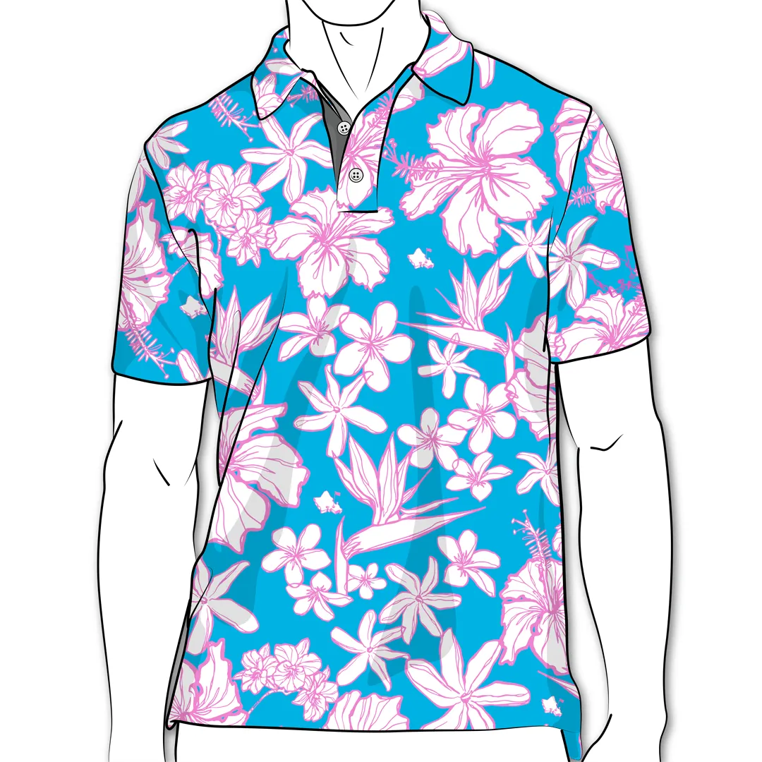 Sketchy Flora - OGA Men's Polo - Cotton Candy