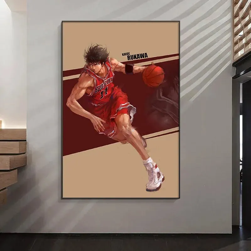 Slam Dunk Anime Retro Poster Sakuragi Hanamichi Picture Wall Art Vintage Canvas Painting