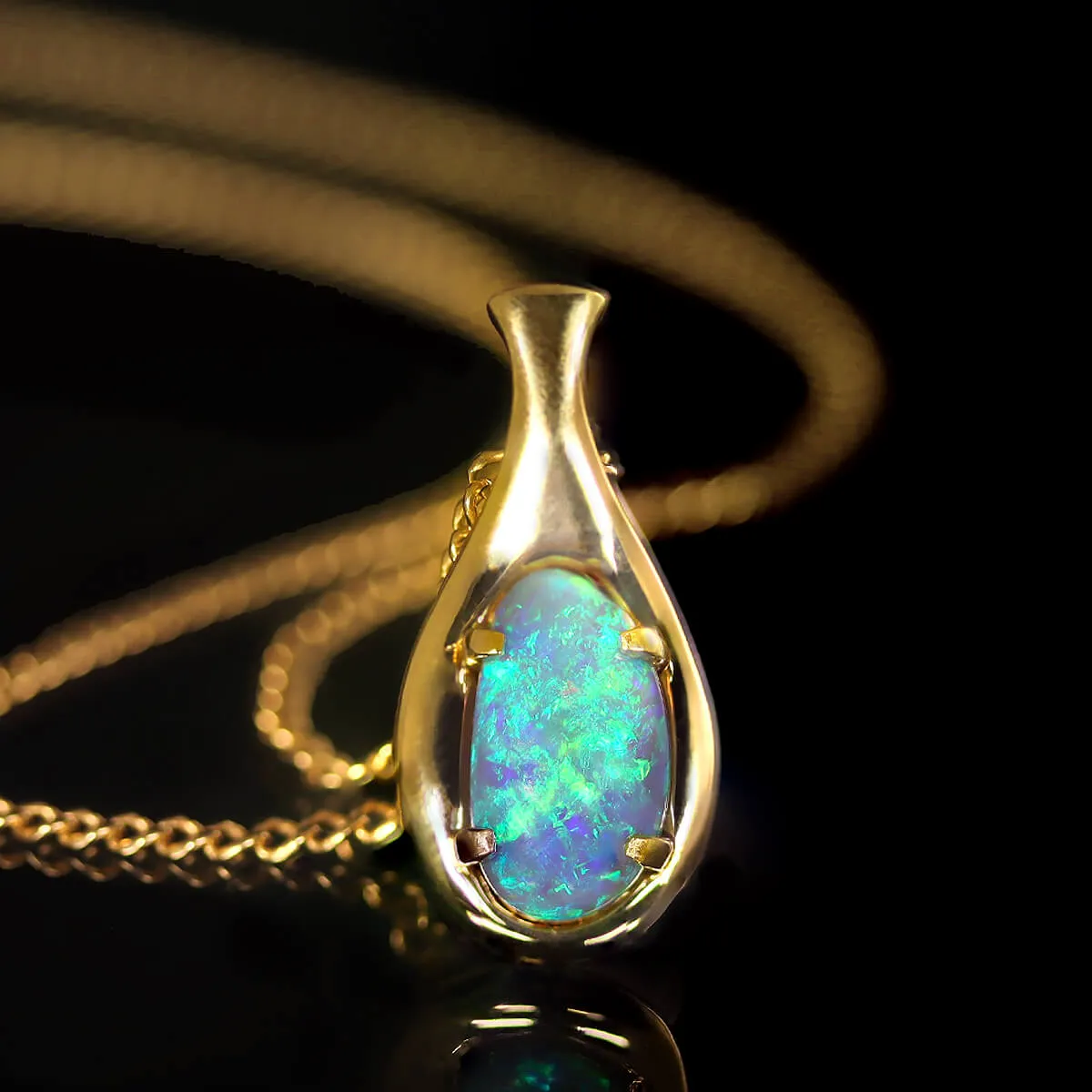 Sparkling Blue Black Opal Necklace