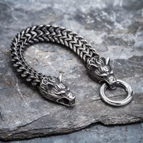 Stainless Steel Wolf Head Mesh Chain Bracelet