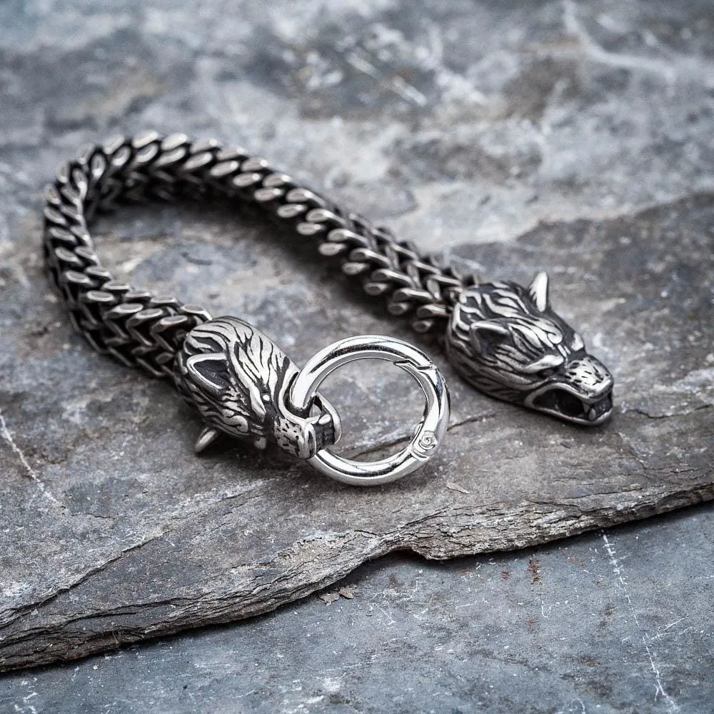 Stainless Steel Wolf Head Mesh Chain Bracelet