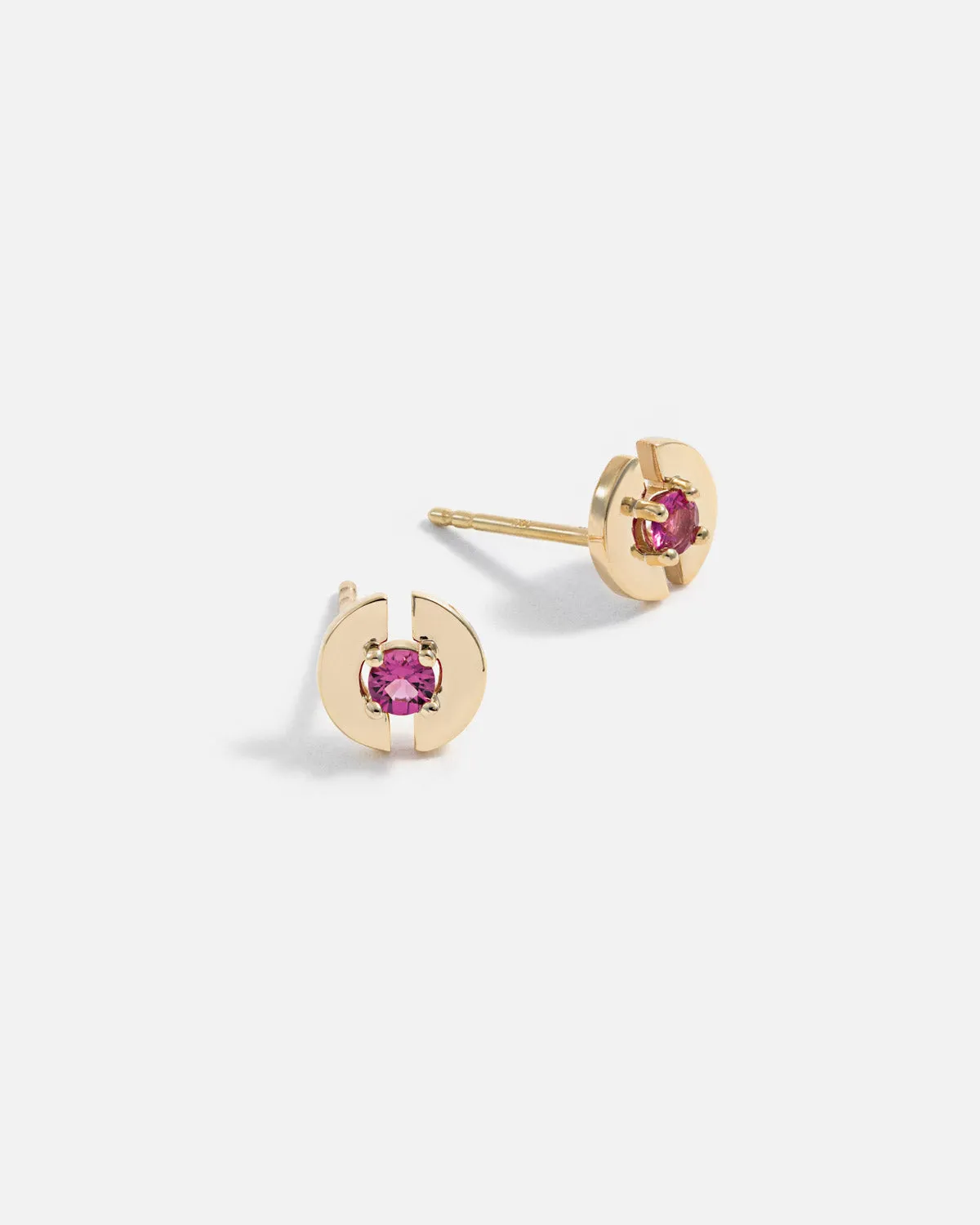 Stein Stud Earrings in 14k Yellow Gold with Pink Tourmaline