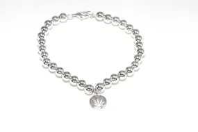 Sterling Silver Beaded Bracelet with Sativa Cutout Disc Charm