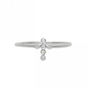 Sterling Silver Cubic Zirconia Cross Ring- Size 6.5