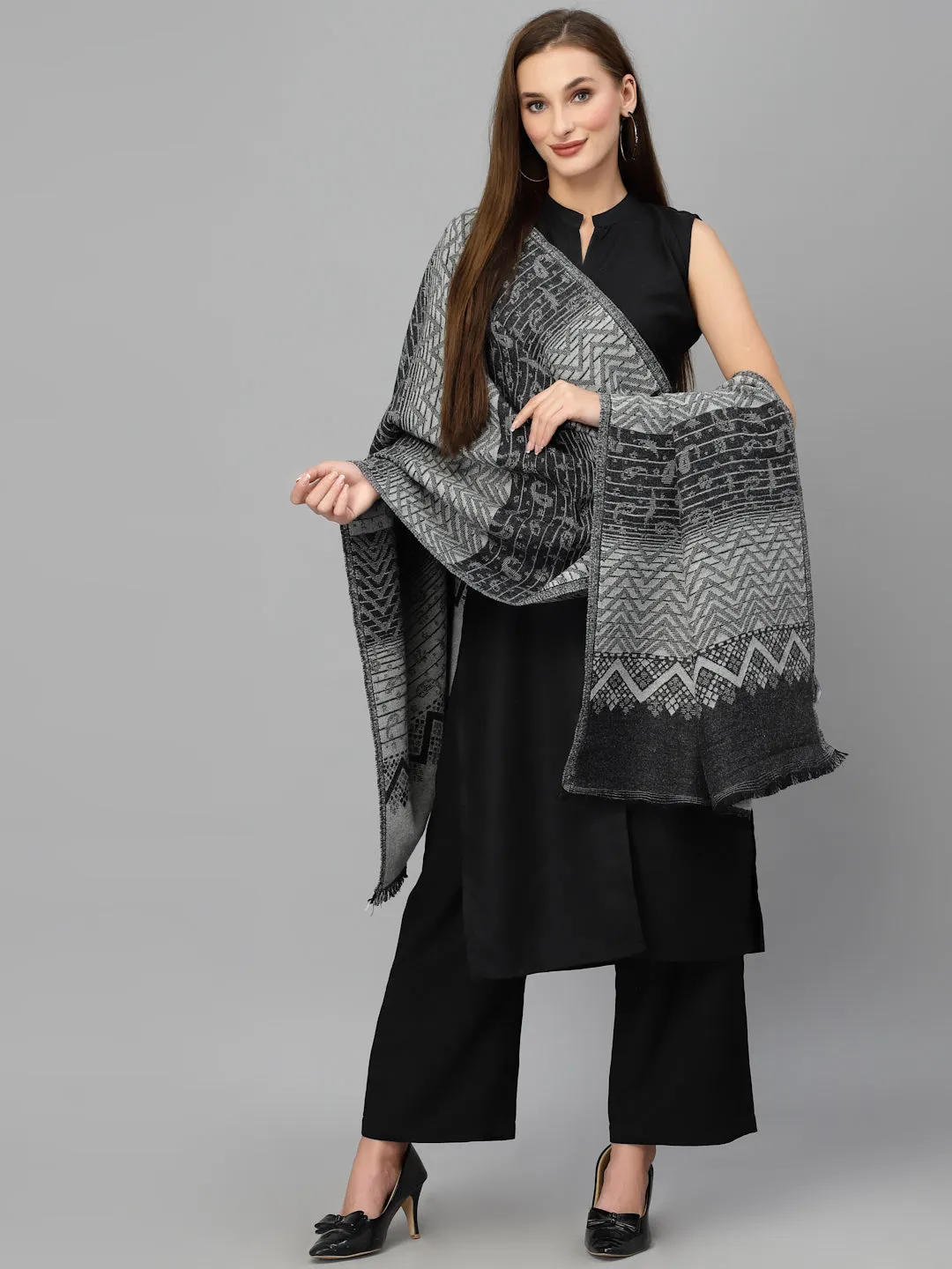 Style Quotient Women Black solid Shawl