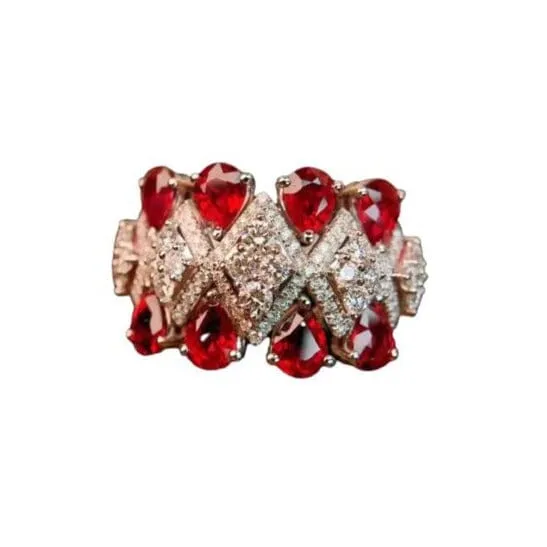 Trendy Lady Red Crystal Ruby Resizeable Ring