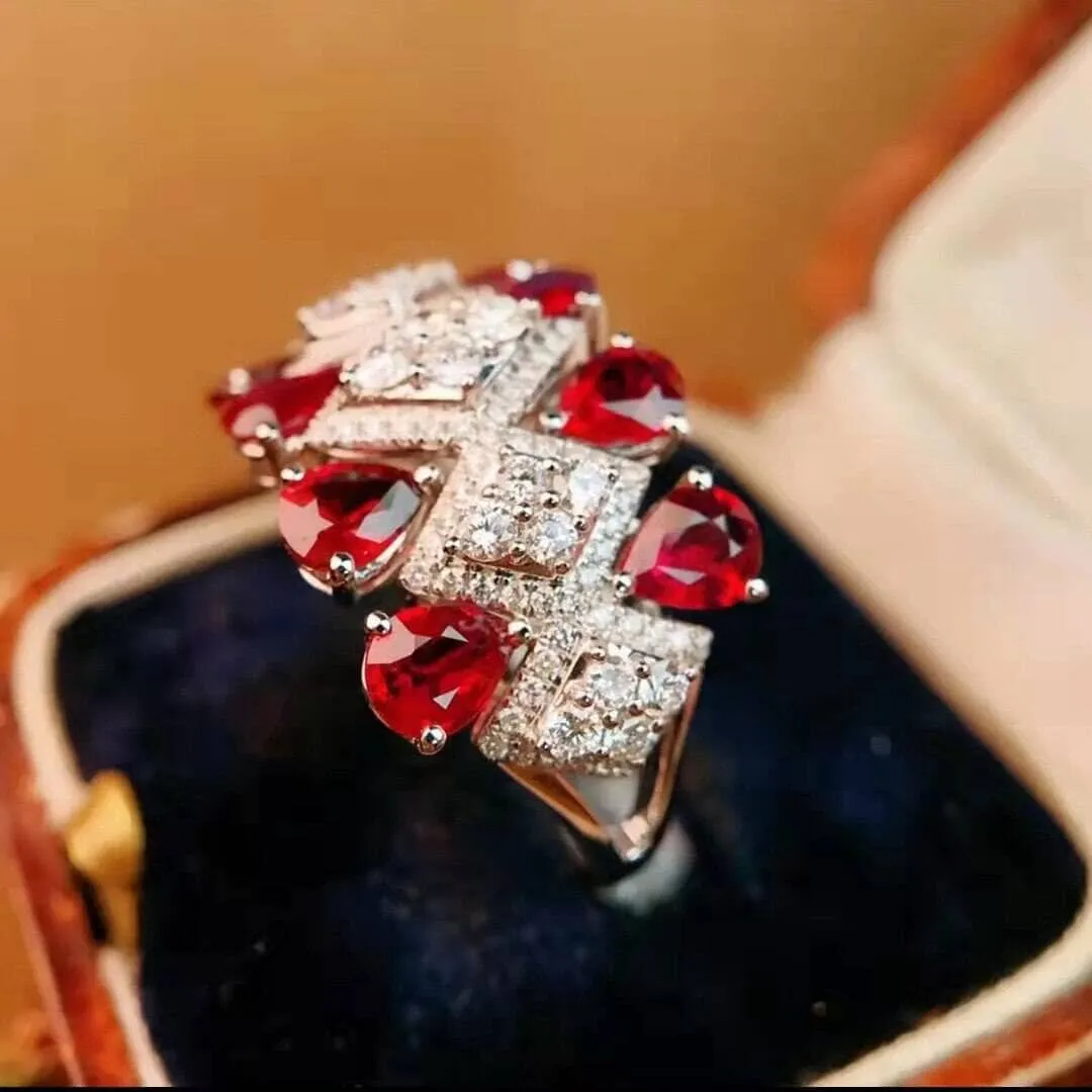 Trendy Lady Red Crystal Ruby Resizeable Ring