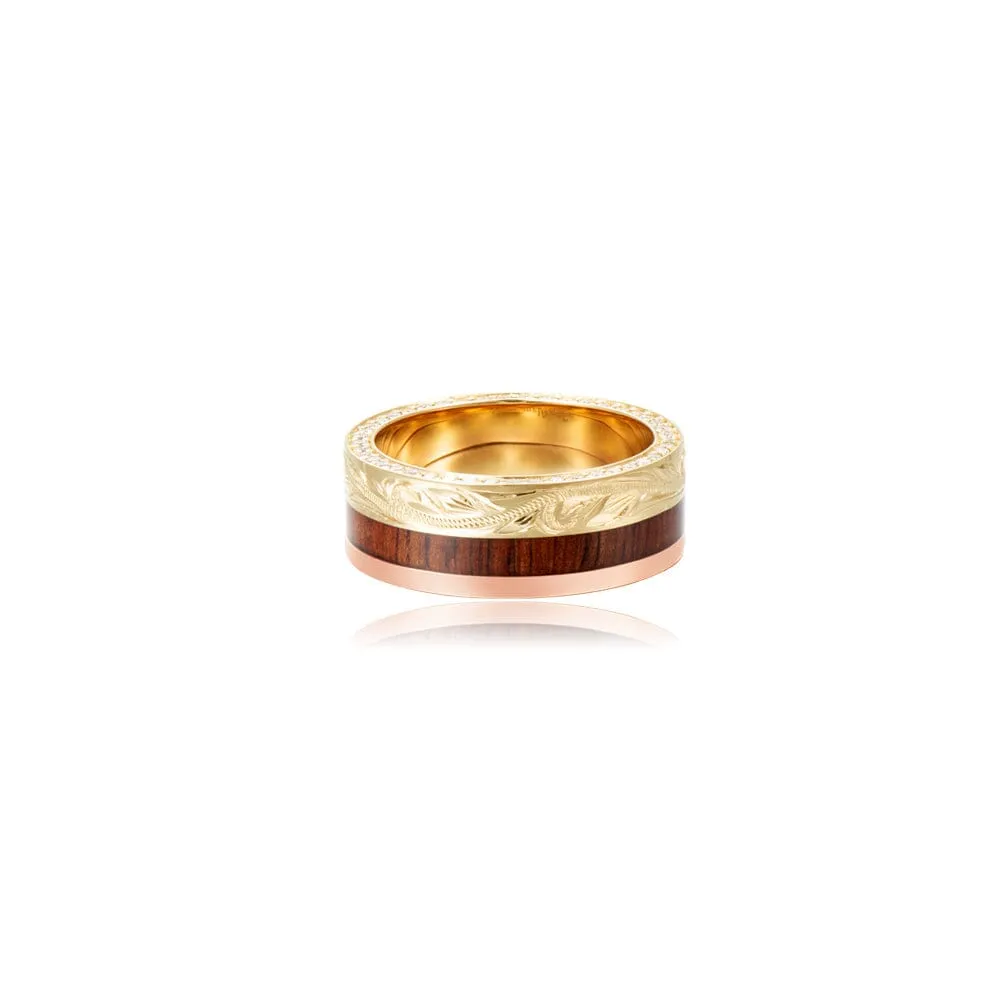 Two-Tone Koa Wood Trinity Ring