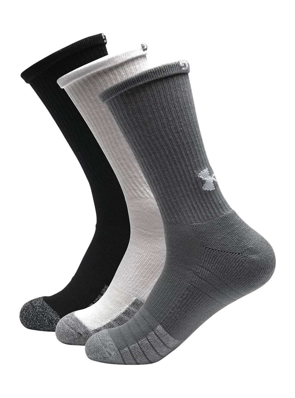 Under Armour Adult HeatGear Crew Socks 3-Pack - Large