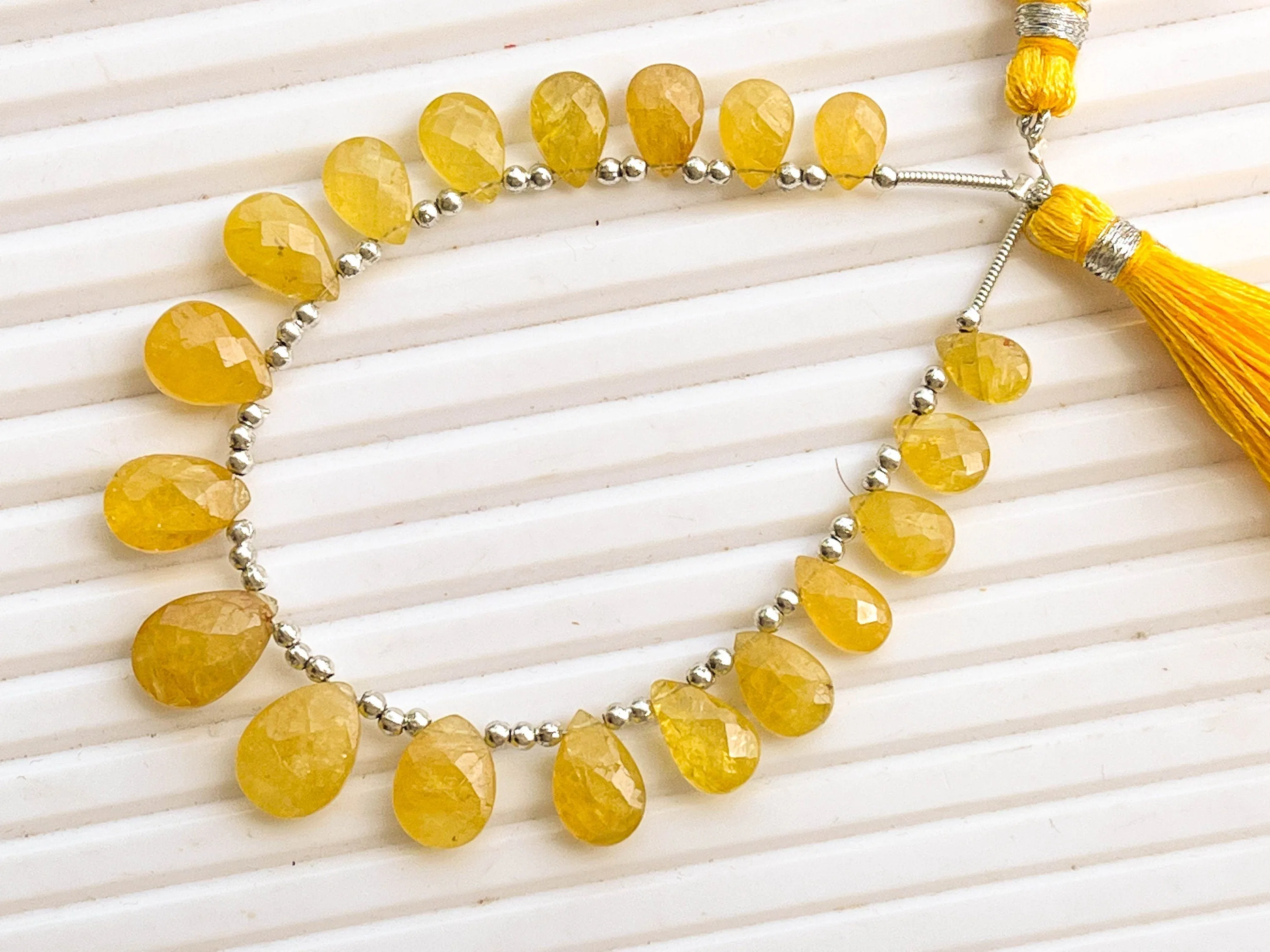 Untreated Natural Yellow Sapphire Pear Shape Faceted Briolette Beads