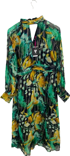 V by Very Green & Yellow Printed Midi Wrap Dress UK 20