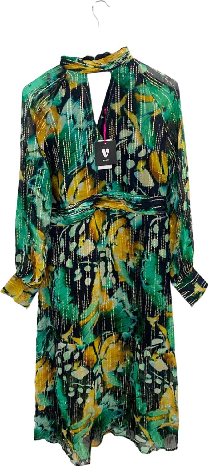 V by Very Green & Yellow Printed Midi Wrap Dress UK 20